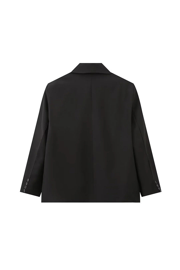 Amora™ Büyük Boy Yan Yırtmaçlı Blazer Çelik Mavi