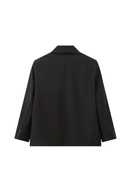 Amora™ Büyük Boy Yan Yırtmaçlı Blazer Çelik Mavi