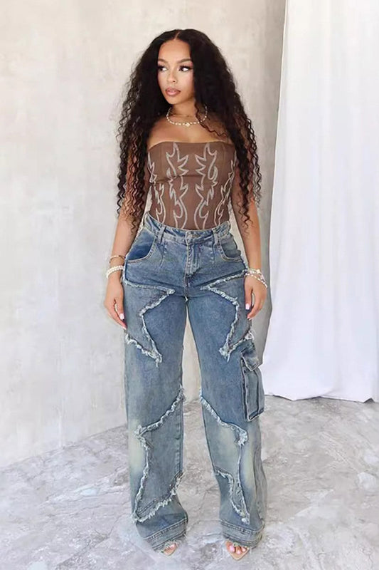 Amora™ Yıldız Püskül Fringe Geniş Paça Pantolon