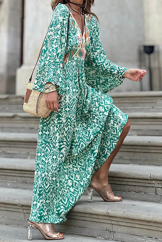 Amora™ Summer V-Neck Floral Midi Dress