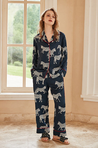 Amora™ Mavi Zebra Desenli Pijama Takımı