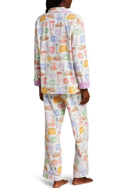 Amora™ Sütlü Çay ve Ekmek Desenli Pijama Takımı