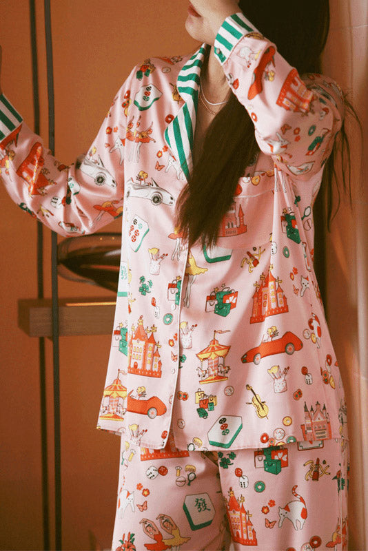 Amora™ Lüks Mahjong Kraliçe Pijama Seti