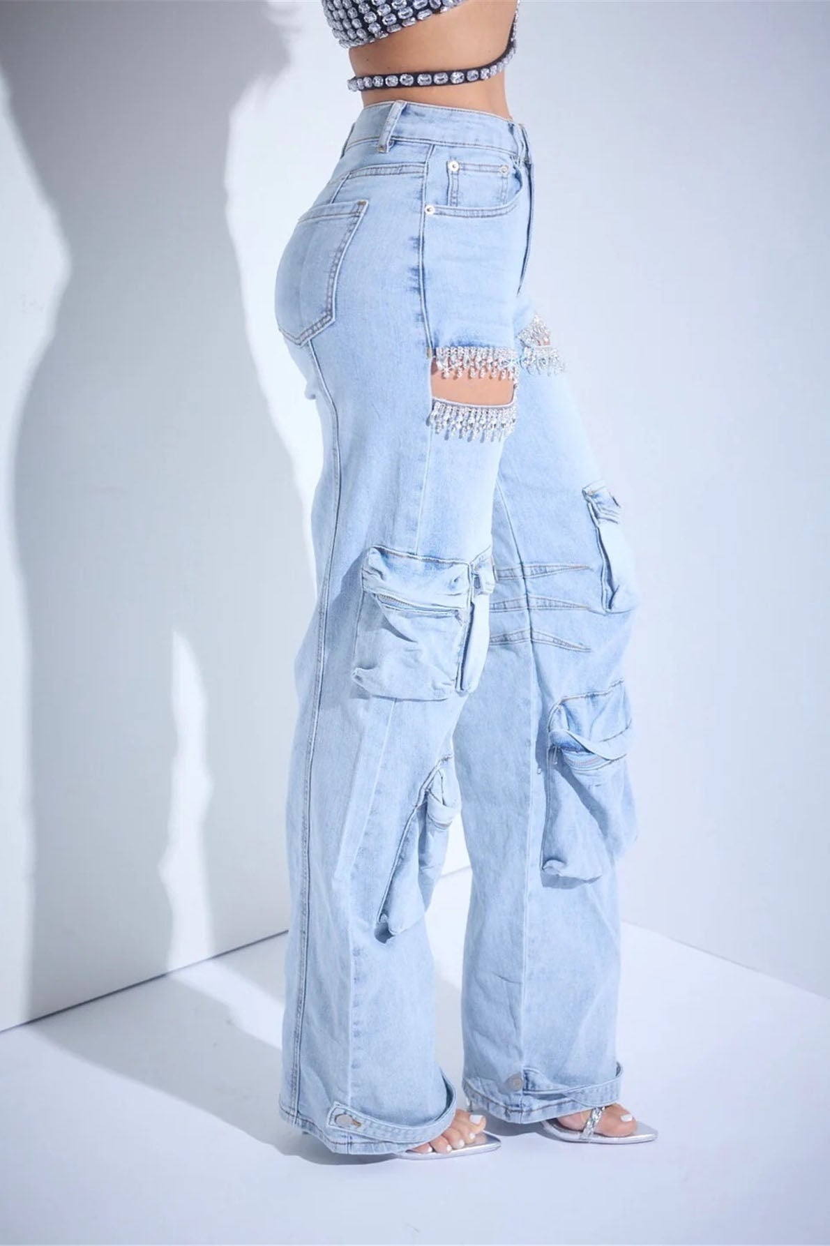 Amora™ Kesik Taşlı Kargo Jeanler