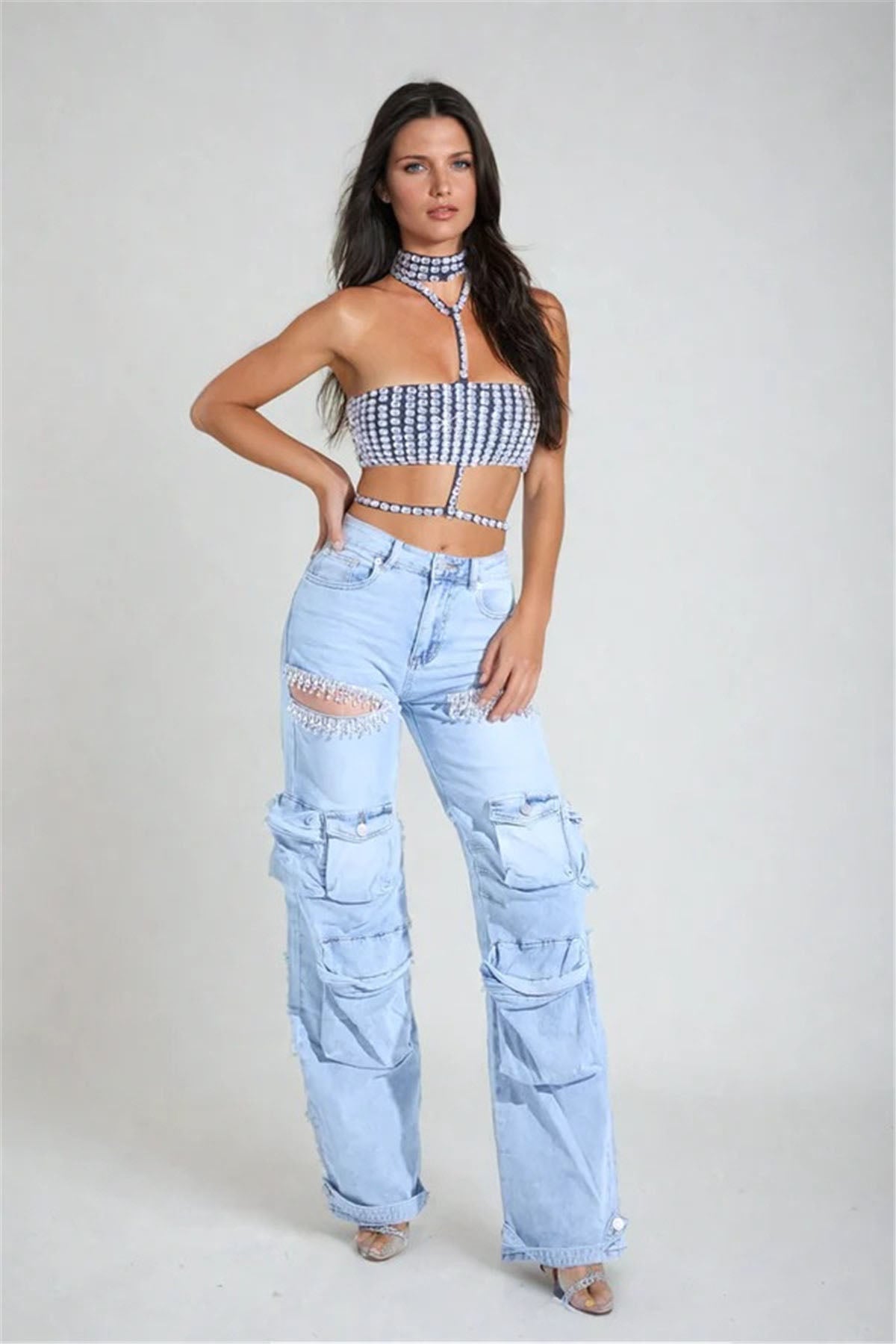 Amora™ Kesik Taşlı Kargo Jeanler