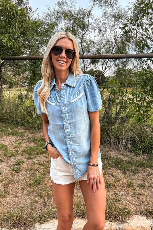 Amora™ The Booker Western Button Down (Blue)