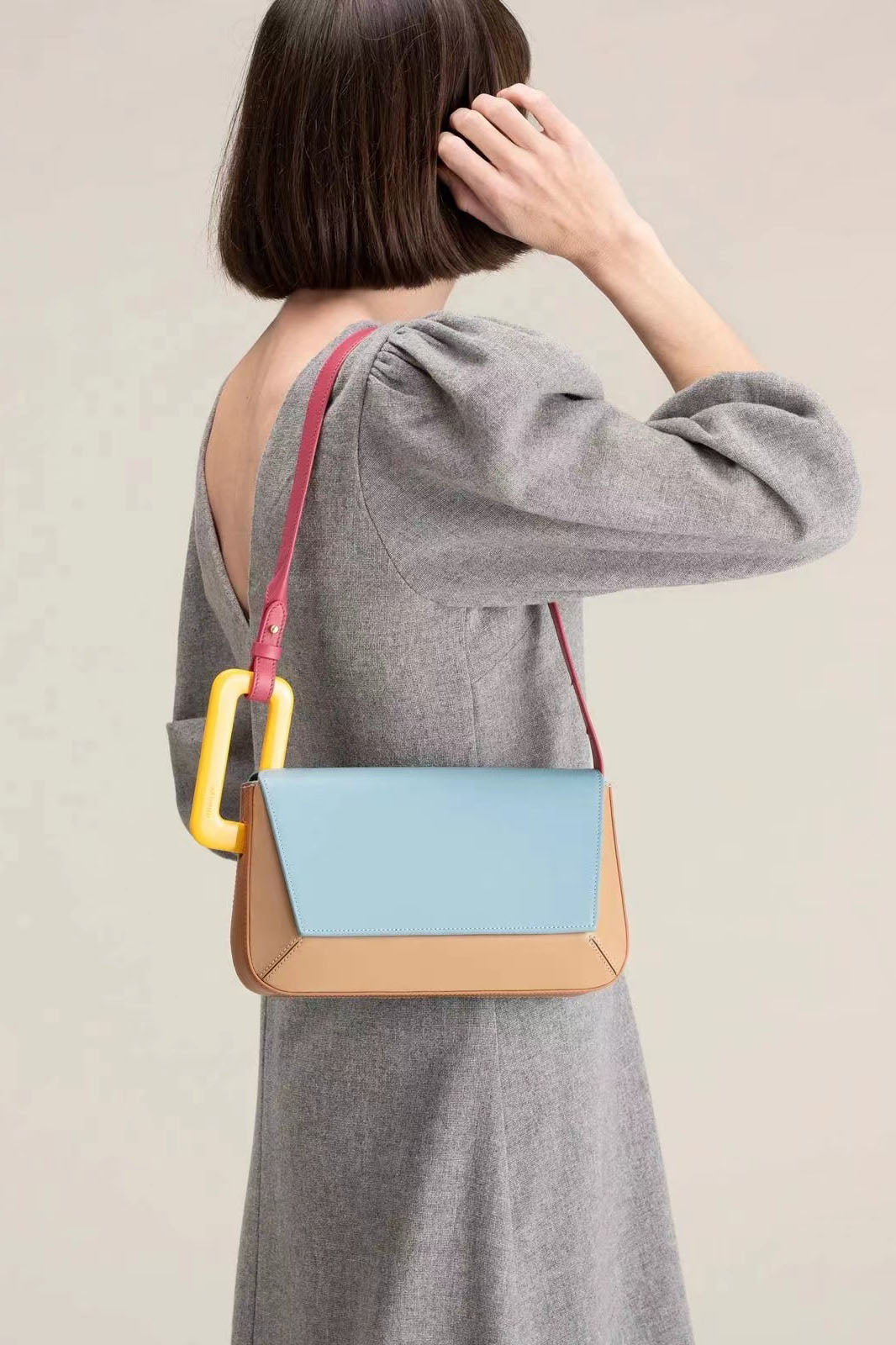 Amora™ Cute Style Trendy Color-Block Patchwork Bag
