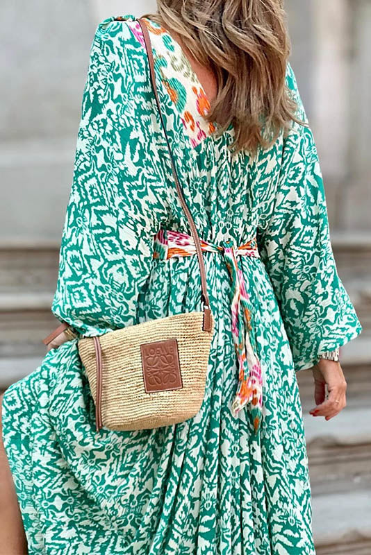Amora™ Summer V-Neck Floral Midi Dress