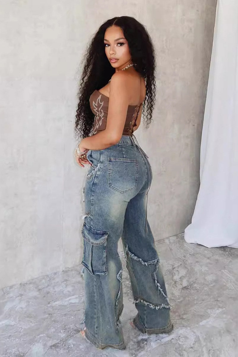 Amora™ Yıldız Püskül Fringe Geniş Paça Pantolon
