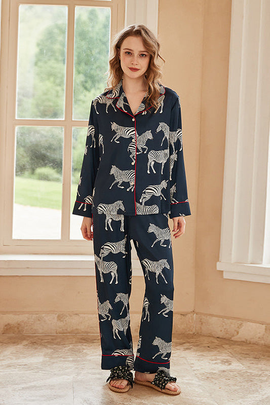 Amora™ Mavi Zebra Desenli Pijama Takımı
