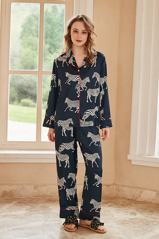 Amora™ Mavi Zebra Desenli Pijama Takımı