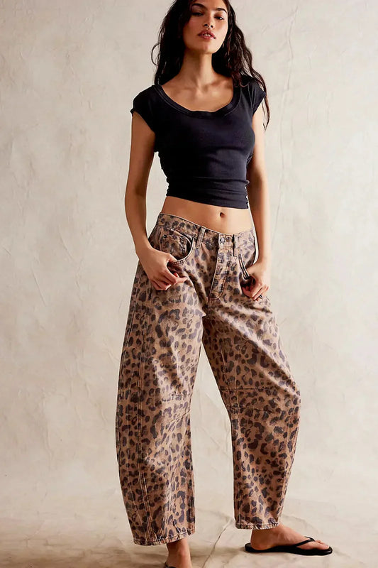 Amora™ Leopar Desenli Fıçı Pantolon