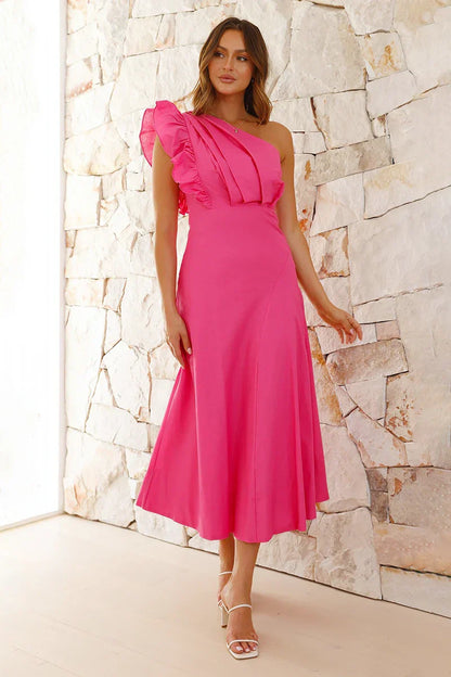 Amora™ Stassie Midi Elbise - Pembe