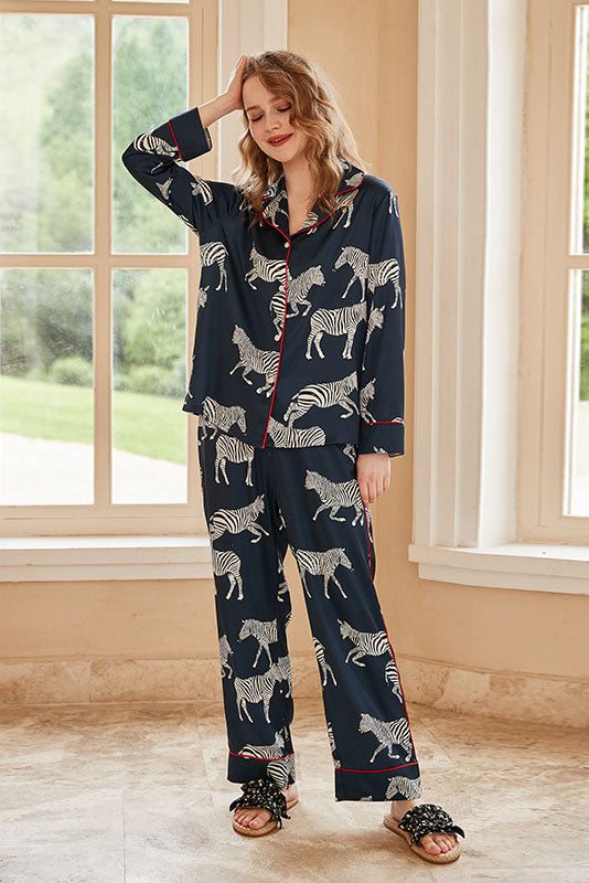 Amora™ Mavi Zebra Desenli Pijama Takımı