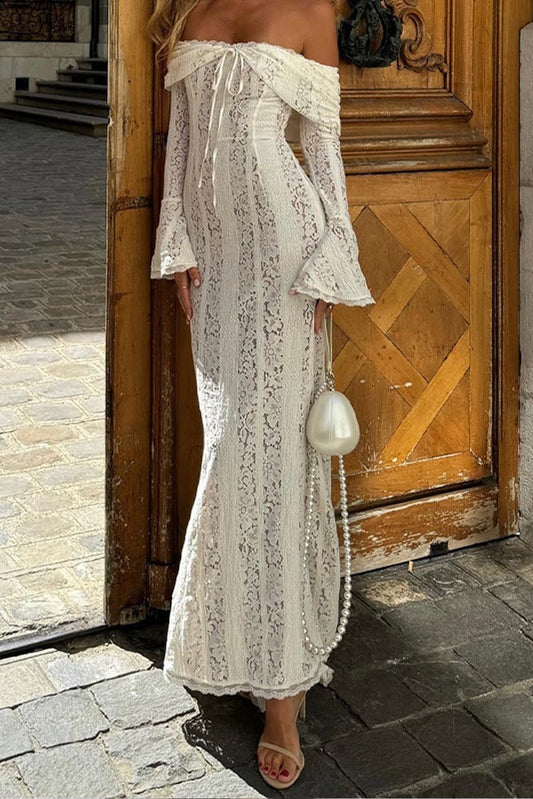 Amora™ Dantel Alevli Kol Off-Shoulder Elbise