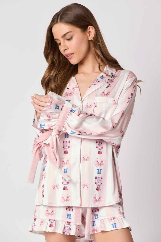 Amora™ Pijama Takımı Fiyonklu Manşetler