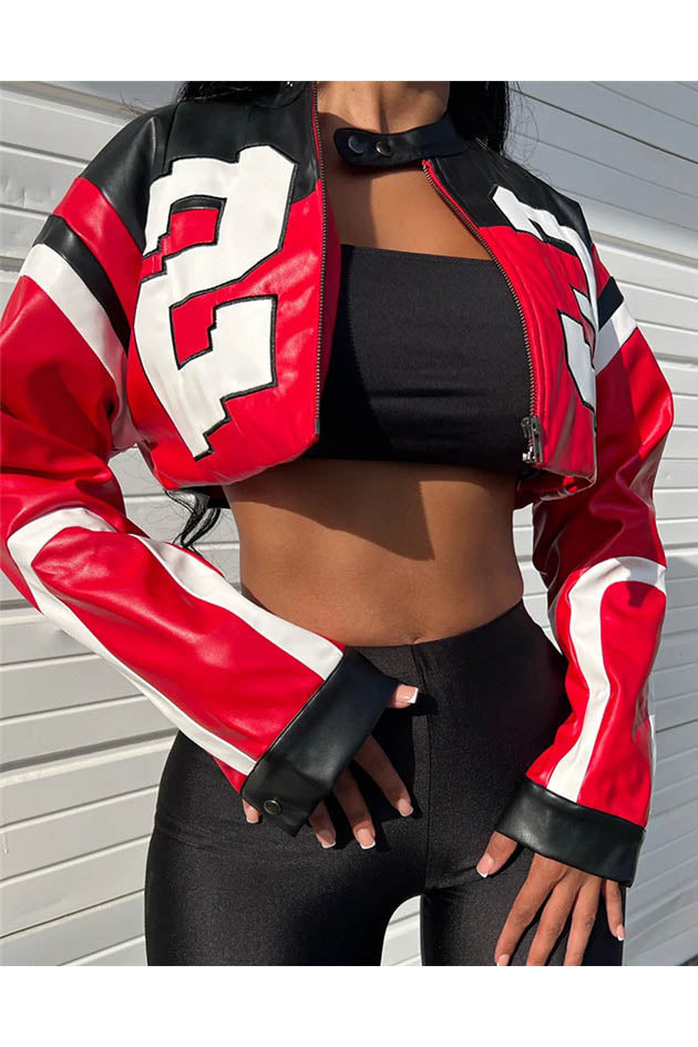 Amora™ Embroidered Biker Faux Leather Jacket