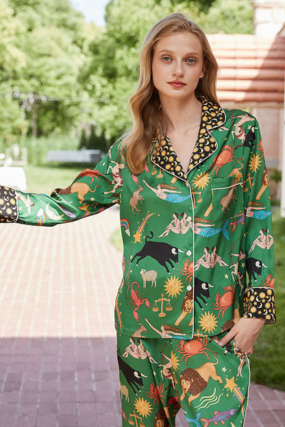 Amora™ Yeşil Takımyıldızı Desenli Pijama Takımı