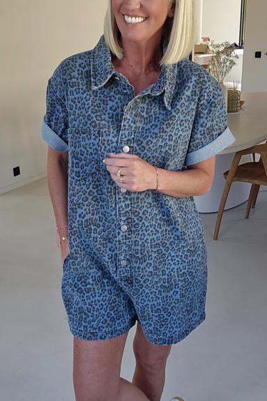 Amora™ Jini Jeans Playsuit Blue Leo
