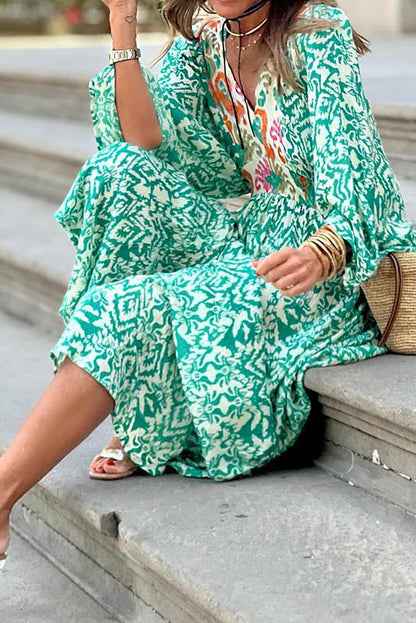 Amora™ Summer V-Neck Floral Midi Dress