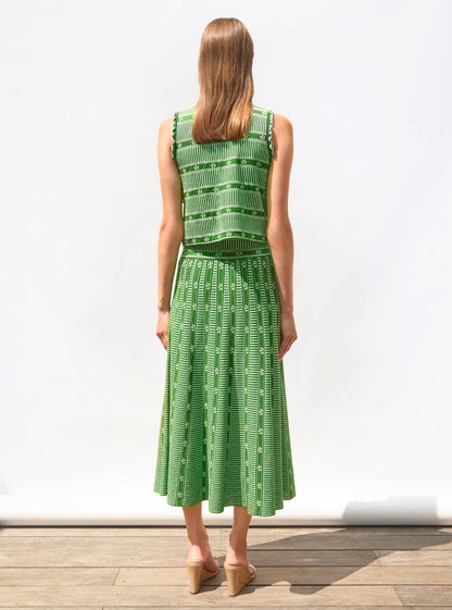 Amora™ Green Floral Jacquard Skirt