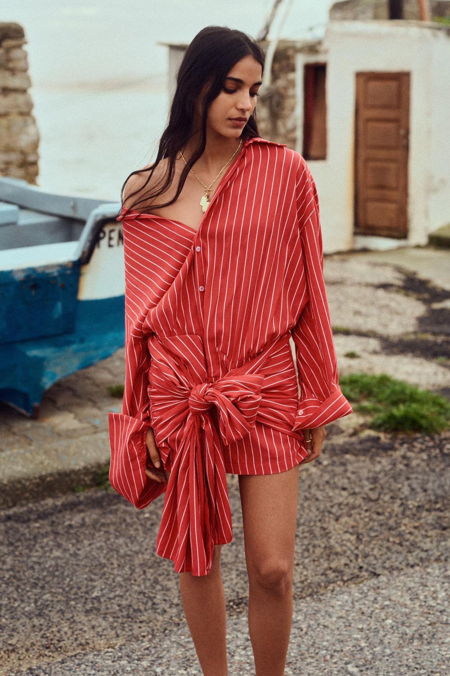 Amora™ Ella Long Sleeve Striped Mini Dress
