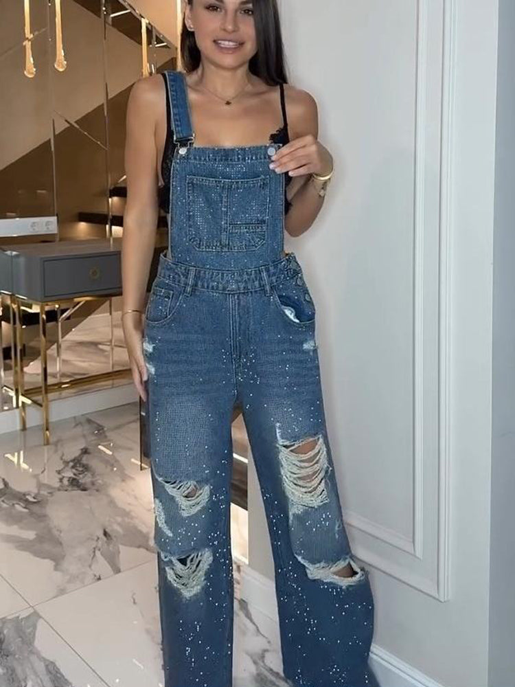 Amora™ Ripped Denim Overalls