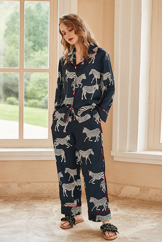 Amora™ Mavi Zebra Desenli Pijama Takımı