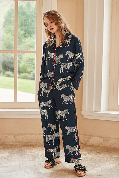 Amora™ Mavi Zebra Desenli Pijama Takımı