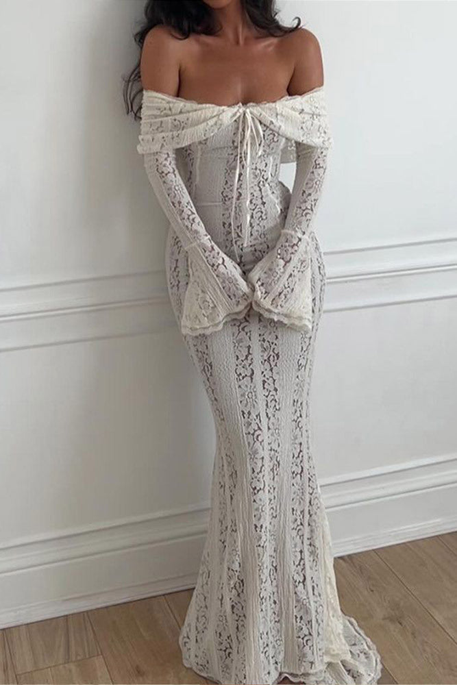 Amora™ Dantel Alevli Kol Off-Shoulder Elbise