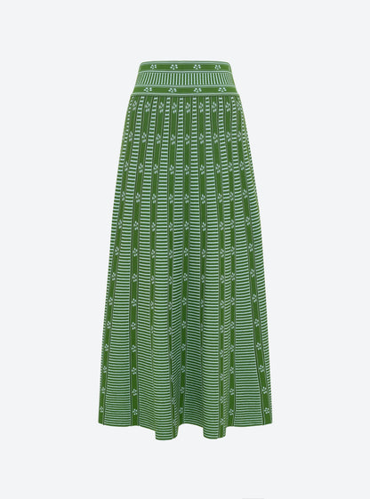 Amora™ Green Floral Jacquard Skirt