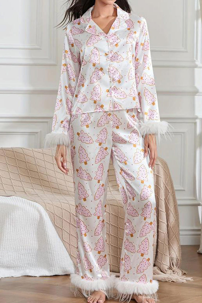 Amora™ Noel Çelengi ve Devekuşu Tüyü Pijama Takımı