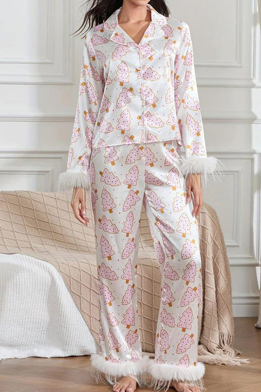 Amora™ Noel Çelengi ve Devekuşu Tüyü Pijama Takımı
