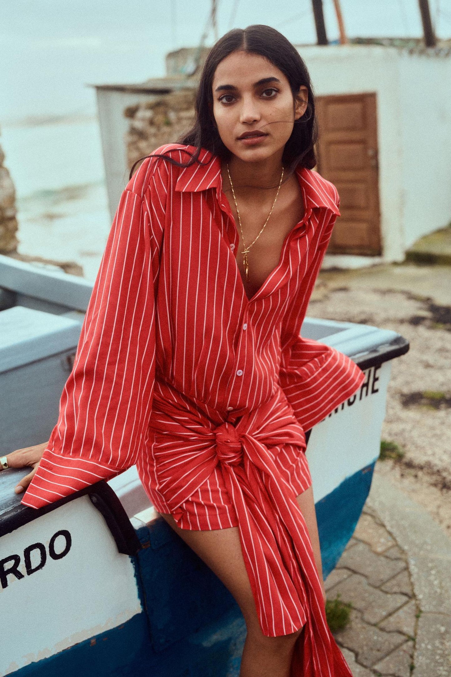 Amora™ Ella Long Sleeve Striped Mini Dress
