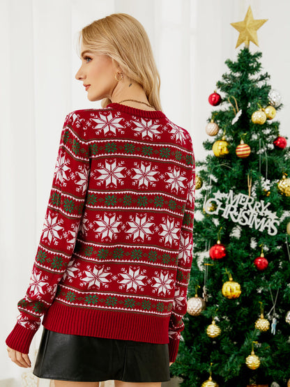 Amora™ Noel Günlük Kar Tanesi İşlemeli Örgü Kazak