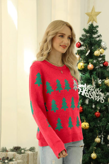 Amora™ Parıldayan Payetli Noel Ağacı Örgü Kazak