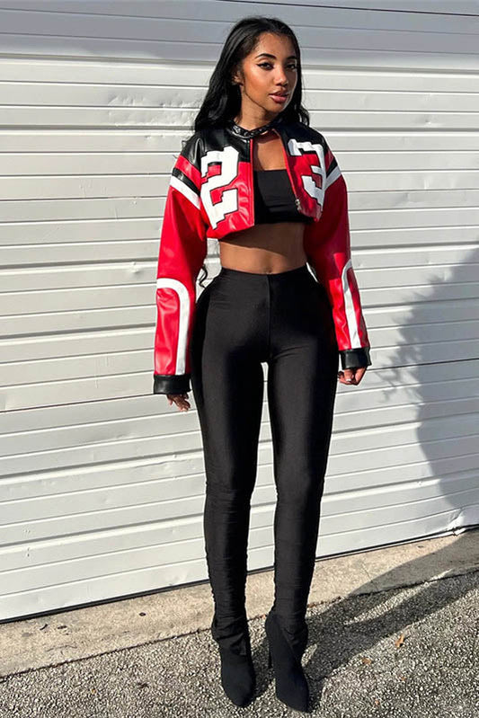 Amora™ Embroidered Biker Faux Leather Jacket