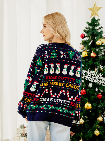 Amora™ Crewneck SequinSweater – Kardan Adam ve Noel Ağacı
