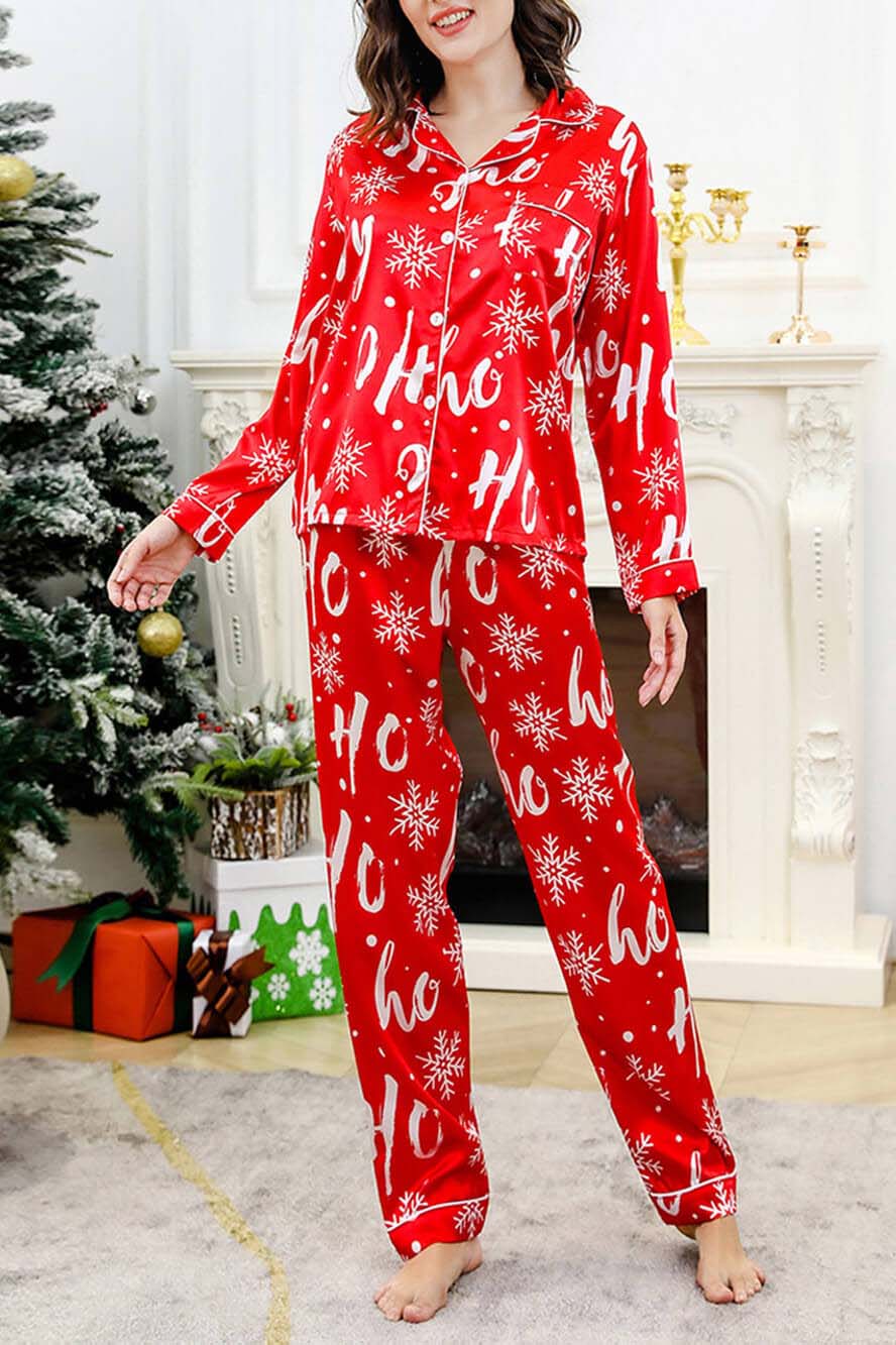 Amora™ Kar Tanesi Desenli İpek Görünümlü Pijama Takımı