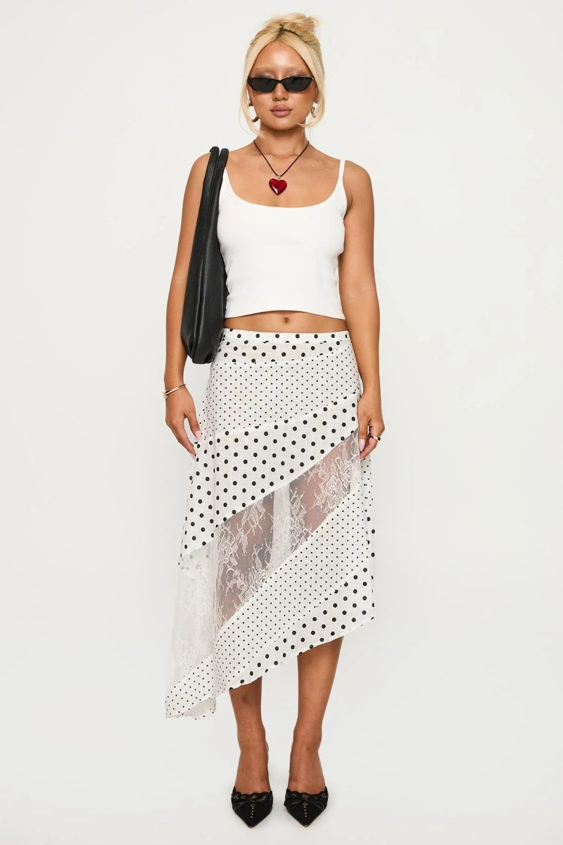 Amora™ Rennar Midi Skirt White /Polka Dot