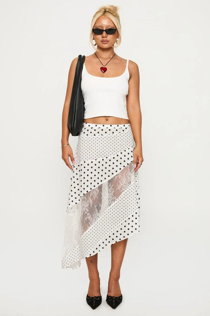 Amora™ Rennar Midi Skirt White /Polka Dot