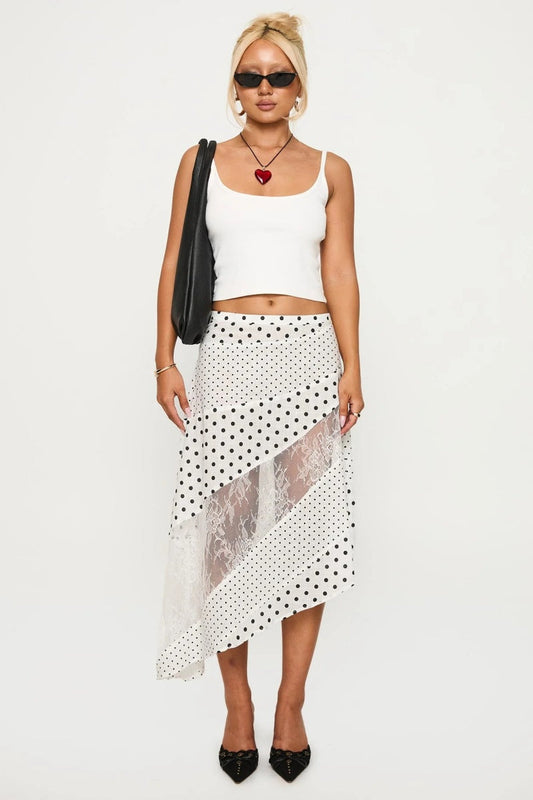 Amora™ Rennar Midi Skirt White /Polka Dot