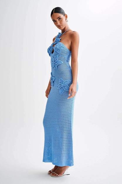 Amora™ Beverly Floral Aplike Tığ İşi Uzun Elbise