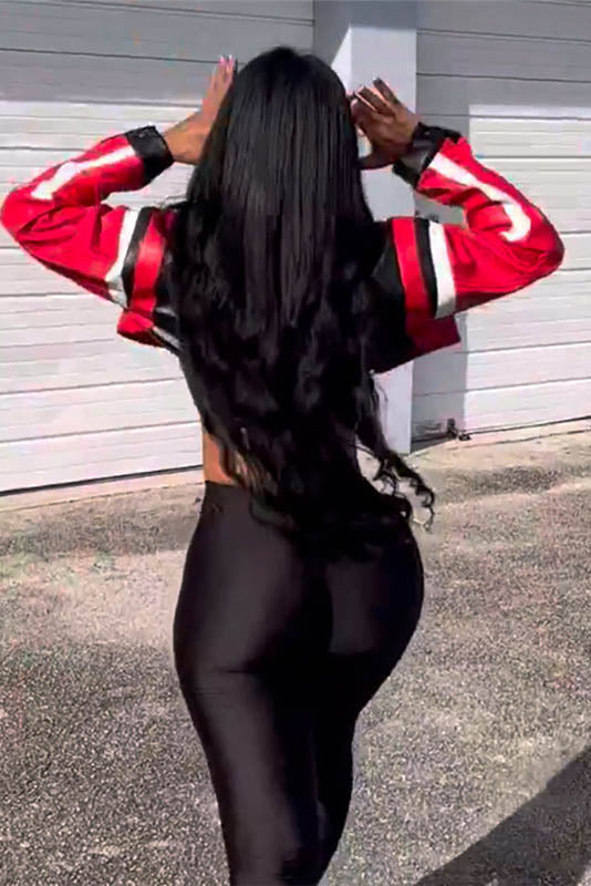 Amora™ Embroidered Biker Faux Leather Jacket