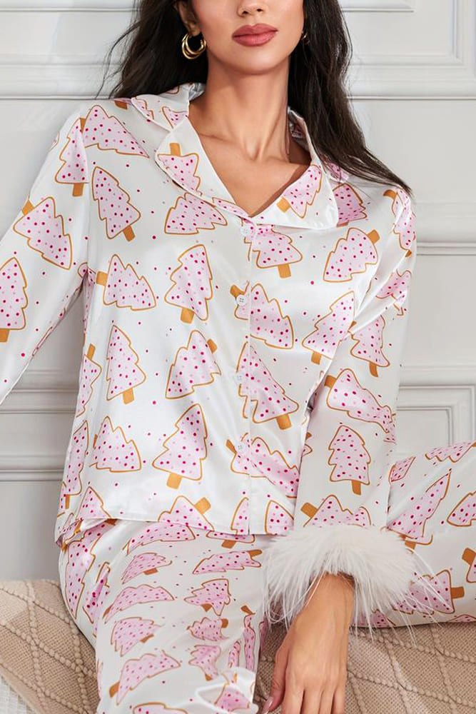 Amora™ Noel Çelengi ve Devekuşu Tüyü Pijama Takımı