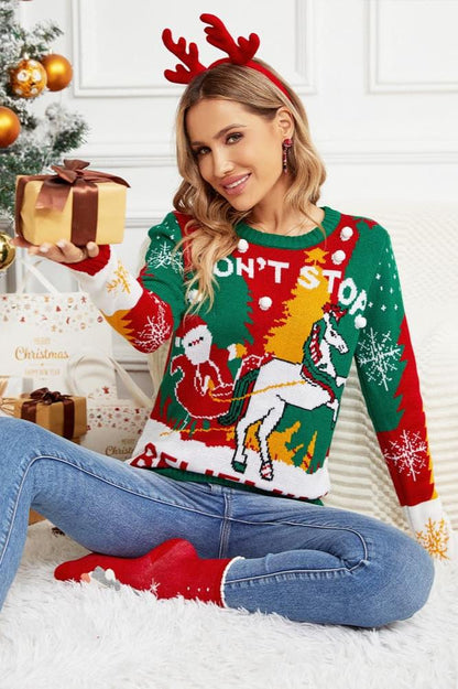 Amora™ NOEL BABA VE REYN GEYİĞİ KIZAK ÖRGÜ KAZAK