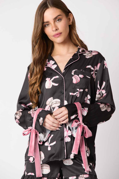 Amora™ Pijama Takımı Fiyonklu Manşetler