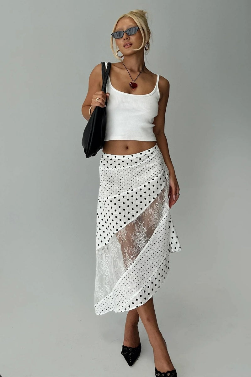Amora™ Rennar Midi Skirt White /Polka Dot