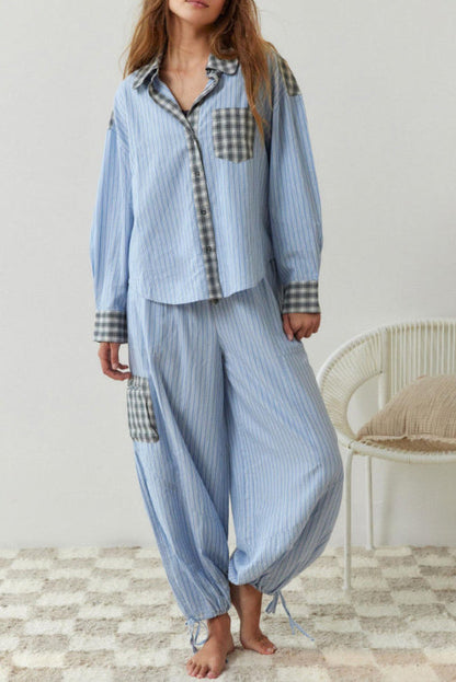 Amora™ Gök Mavisi Bol Ek Parçalı Pijama Takımı