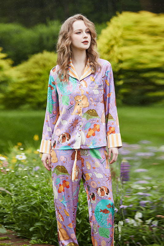 Amora™ Tüylü Hayvan ve Balık Uzun Pijama Takımı